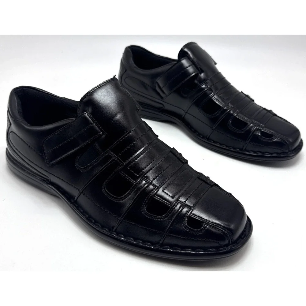 Stacy Adams Belmar Fisherman Sandals Mens Size 9.5 M Black Synthetic Hook & Loop